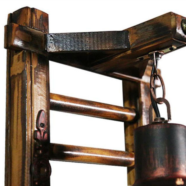 Aplique de pared de 1 luz estilo industrial contemporáneo con lámpara de queroseno, cuerda de cáñamo, base de bambú y cordel de hierro 