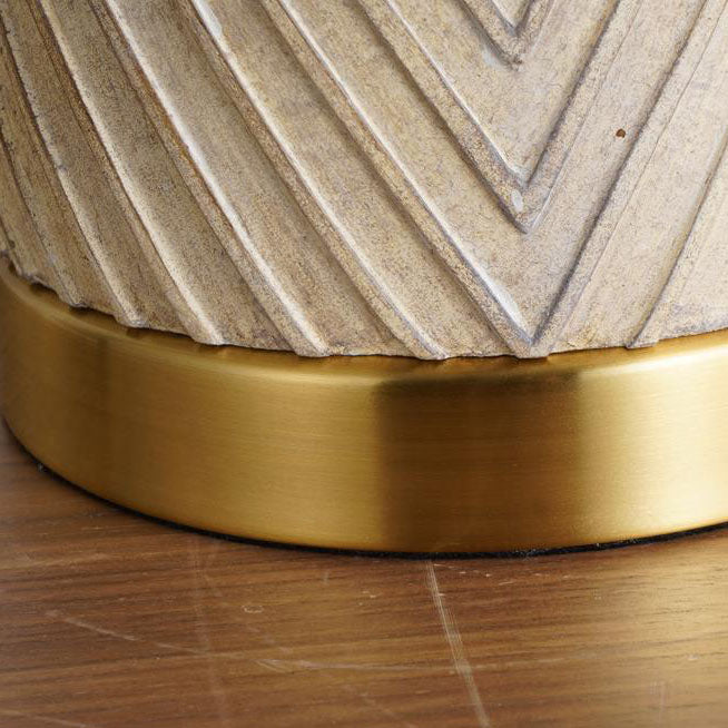 Modern Luxury Fabric Drum Resin Hardware Column 1-Light Table Lamp for Bedroom