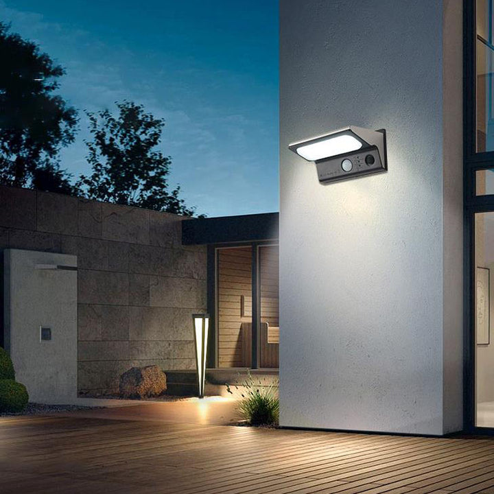Lampe murale LED à détecteur de mouvement intelligent solaire extérieur étanche 