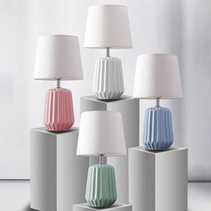 Lampe de table 1 lumière en céramique et tissu nordique Macaron 