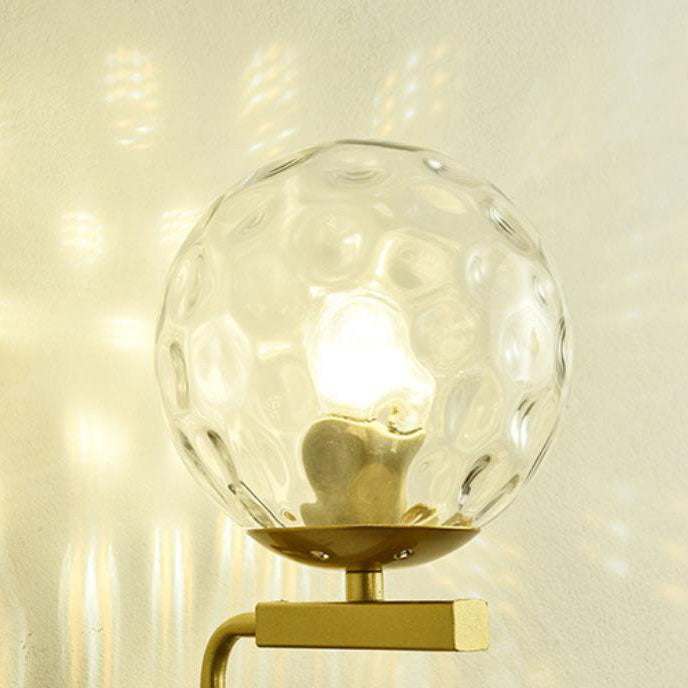 Contemporary Nordic Round Glass Iron Right Angle Arm 1-Light Wall Sconce Lamp For Bedroom