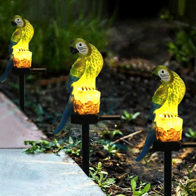 Modern Rustic Parrot Solar Outdoor Lawn LED Garden Ground Insert Landscape Light