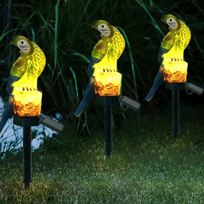 Modern Rustic Parrot Solar Outdoor Lawn LED Garden Ground Insert Landscape Light