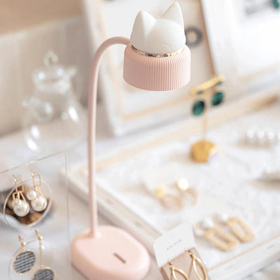 Lampe de Table à LED avec Pince et Protection des Yeux Créative Moderne avec Oreilles de Chat 