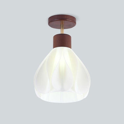 Japanese Wabi-sabi Minimalist Log 1-Light Semi-Flush Mount Light