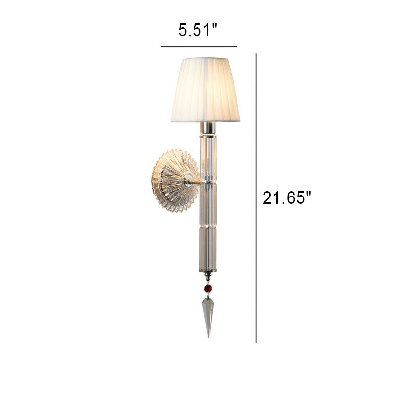 European Vintage Light Luxury Crystal Fabric 1-Light Wall Sconce Lamp