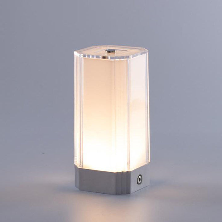 Modern Solid Color Rectangular Acrylic DC Rechargeable Night Light Table Lamp