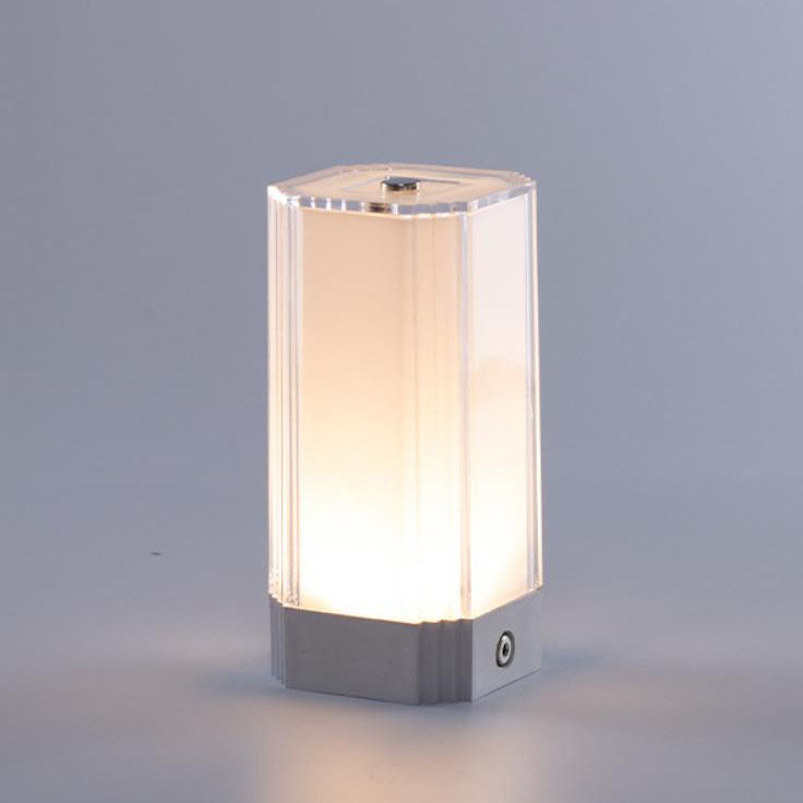 Modern Solid Color Rectangular Acrylic DC Rechargeable Night Light Table Lamp