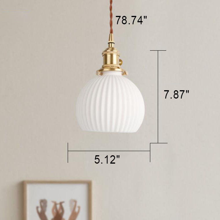 Japanese Minimalist Pure White Ceramic 1-Light Pendant Light