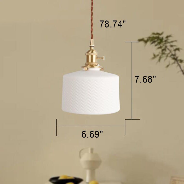Japanese Minimalist Pure White Ceramic 1-Light Pendant Light