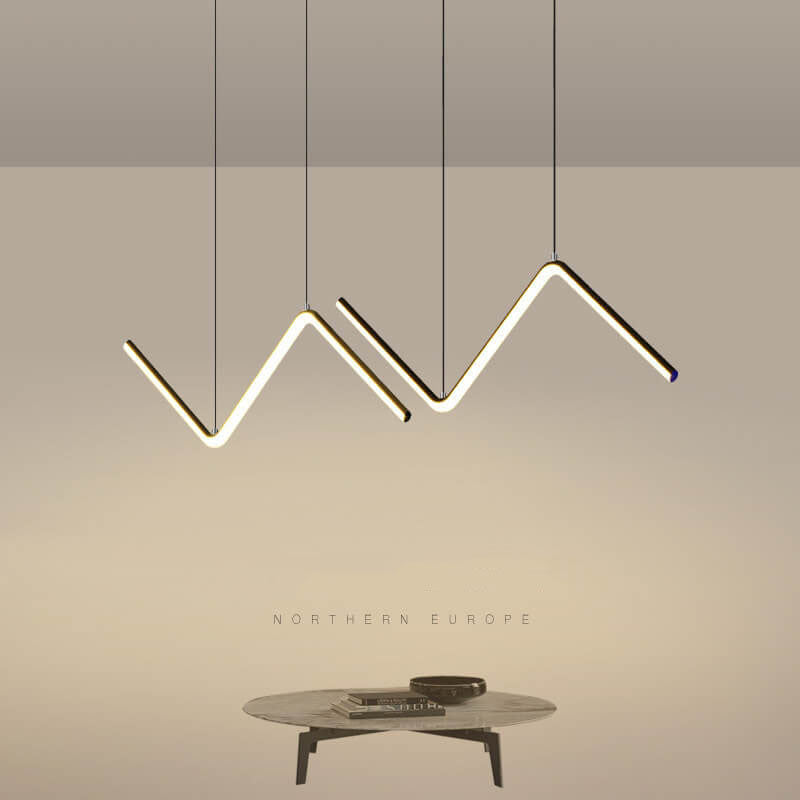 Moderne minimalistische LED-Hängeleuchte in N-Form aus Aluminium und Silikon für das Esszimmer 