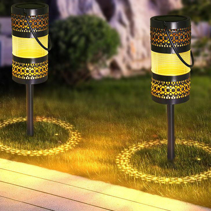 ضوء حديقة LED على شكل فانوس أسطواني مجوف يعمل بالطاقة الشمسية للتركيب الأرضي 