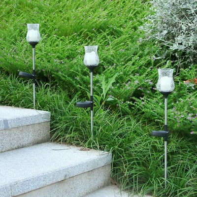 Outdoor Solar Simulation Glass Tulip LED Waterproof Ground Insert Lawn Landscape Light
