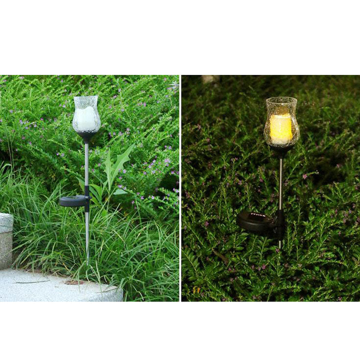 Moderne minimalistische Tulpen-Simulation aus Glas, Edelstahl und ABS, solarbetrieben, wasserdicht, LED-Bodeneinbau-Licht für die Außenrasenlandschaft 