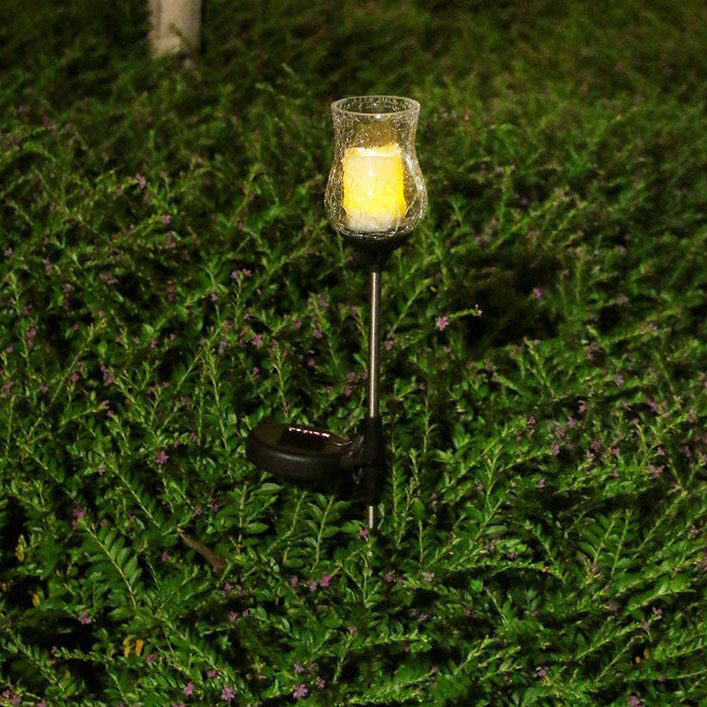 Moderne minimalistische Tulpen-Simulation aus Glas, Edelstahl und ABS, solarbetrieben, wasserdicht, LED-Bodeneinbau-Licht für die Außenrasenlandschaft 