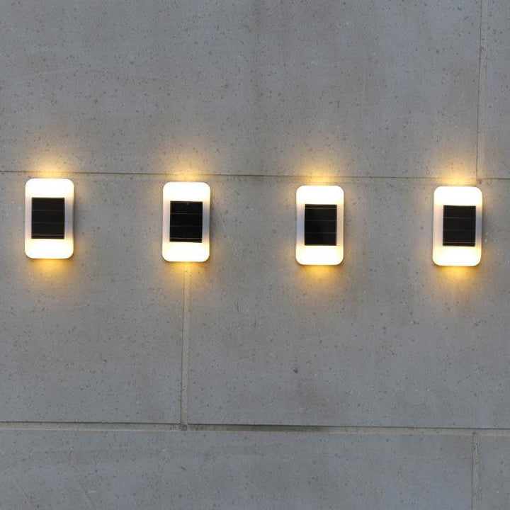 Moderne minimalistische quadratische wasserdichte Solar-LED-Wandleuchte aus ABS für den Außenbereich 