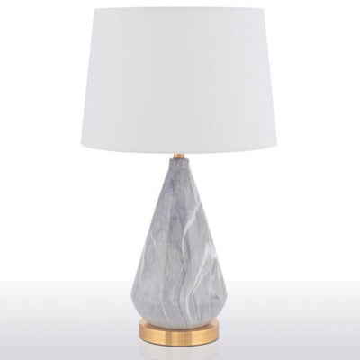 Lámpara de Mesa de 1 Luz de Cerámica Cónica Minimalista Nórdica de Mármol y Tela 