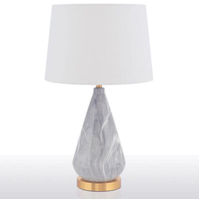 Nordic Minimalist Tapered Ceramics Marble Fabric 1-Light Table Lamp