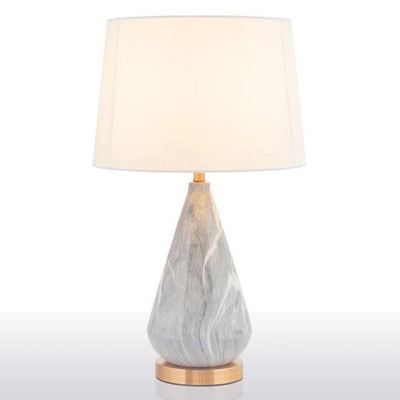 Lámpara de Mesa de 1 Luz de Cerámica Cónica Minimalista Nórdica de Mármol y Tela 