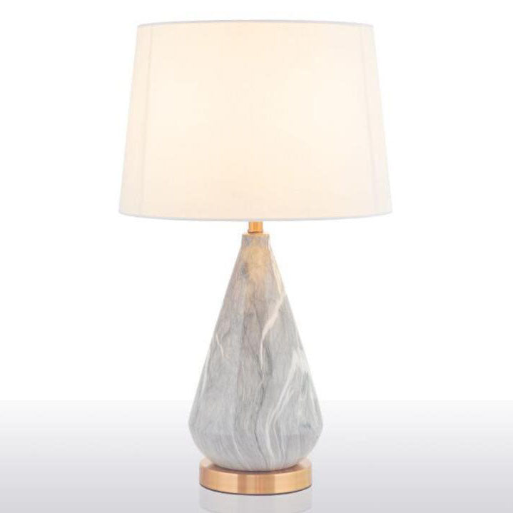Lámpara de Mesa de 1 Luz de Cerámica Cónica Minimalista Nórdica de Mármol y Tela 