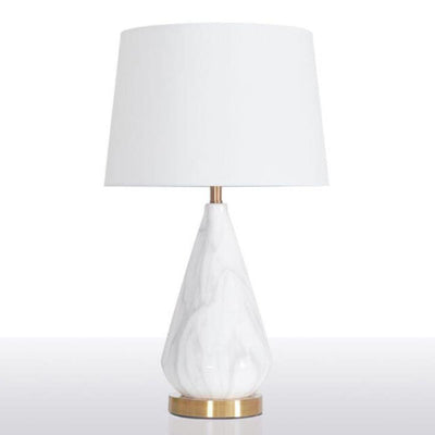 Lámpara de Mesa de 1 Luz de Cerámica Cónica Minimalista Nórdica de Mármol y Tela 