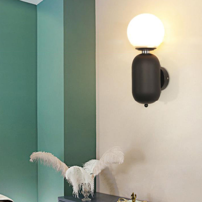 Nordic Creative Cylindrical Glass Orb 1-Light Wall Sconce Lamp