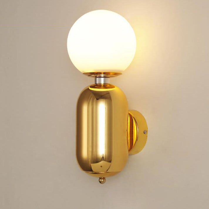 Nordic Creative Cylindrical Glass Orb 1-Light Wall Sconce Lamp