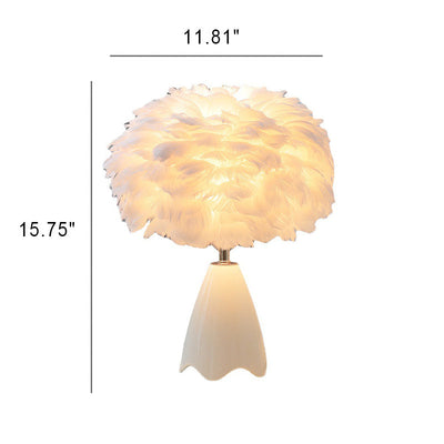 Nordic Minimalist Feather Ceramic Base 1-Light Table Lamp
