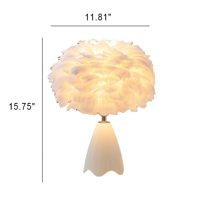 Nordic Minimalist Feather Ceramic Base 1-Light Table Lamp