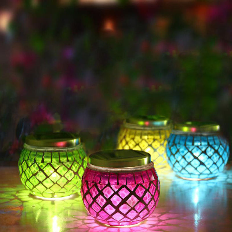 ضوء المناظر الطبيعية المقاوم للماء LED ببرطمان زجاجي مزخرف بالطاقة الشمسية 