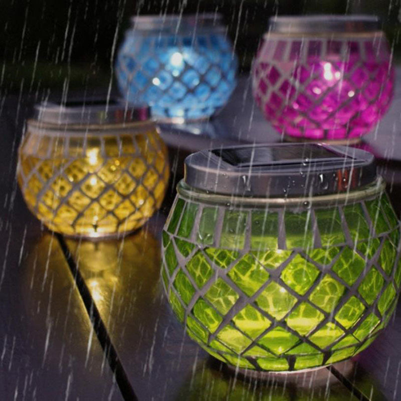 ضوء المناظر الطبيعية المقاوم للماء LED ببرطمان زجاجي مزخرف بالطاقة الشمسية 