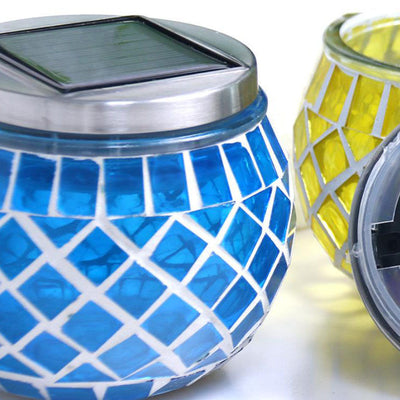 Outdoor Solar Mosaic Glass Jar LED Waterproof Landscape Light