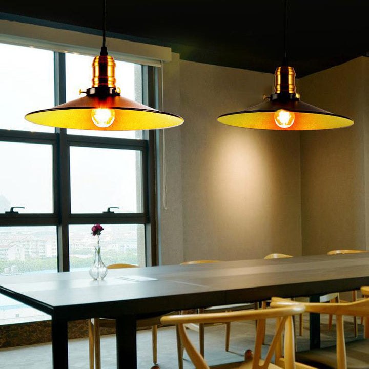 Contemporary Industrial Iron Round Barn 1-Light Pendant Light For Living Room &amp; Bedroom