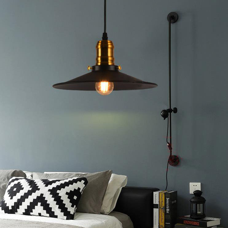 Vintage Industrial Iron Round Barn 1-Light Pendant Light