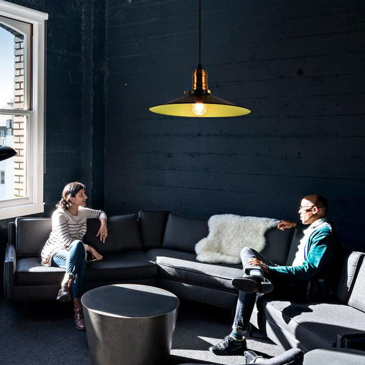 Contemporary Industrial Iron Round Barn 1-Light Pendant Light For Living Room &amp; Bedroom