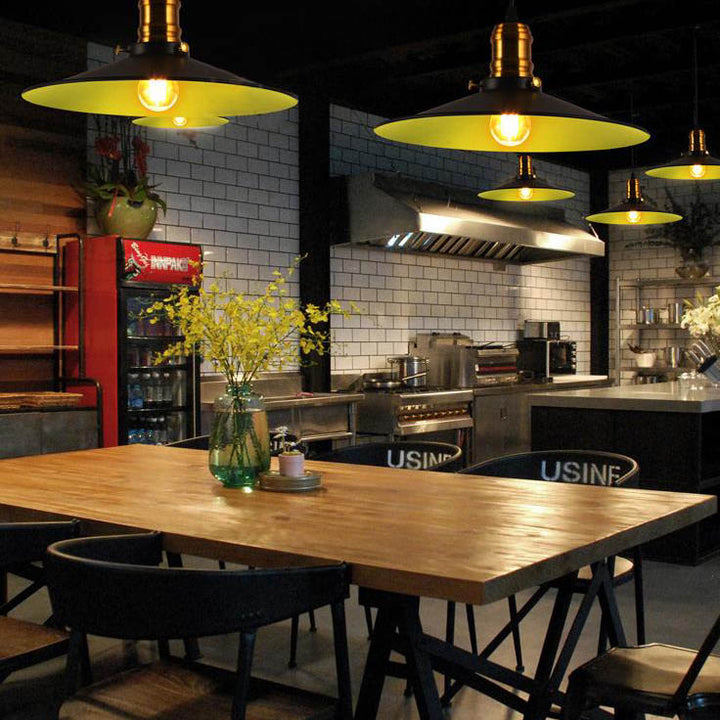 Contemporary Industrial Iron Round Barn 1-Light Pendant Light For Living Room &amp; Bedroom