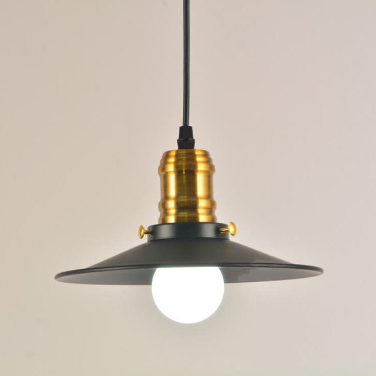 Vintage Industrial Iron Round Barn 1-Light Pendant Light