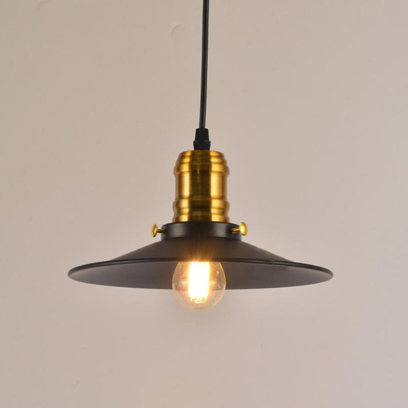 Vintage Industrial Iron Round Barn 1-Light Pendant Light