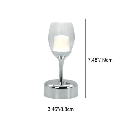 Vintage Wine Glass Chrome USB LED Night Light Table Lamp
