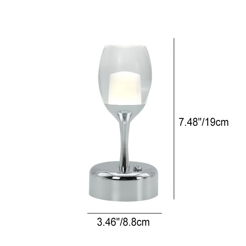Vintage Wine Glass Chrome USB LED Night Light Table Lamp