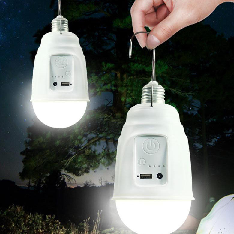 Modern Minimalist ABS Round Bulb-shaped Solar Waterproof LED Camping Emergency Light For Outdoor