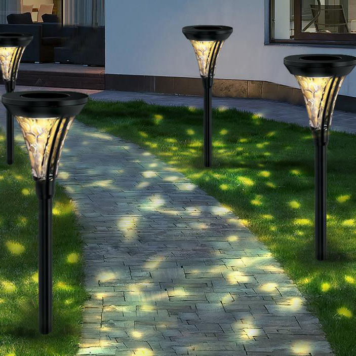 مصباح LED شمسي خارجي مقاوم للماء على شكل مخروط لإضاءة الحديقة 