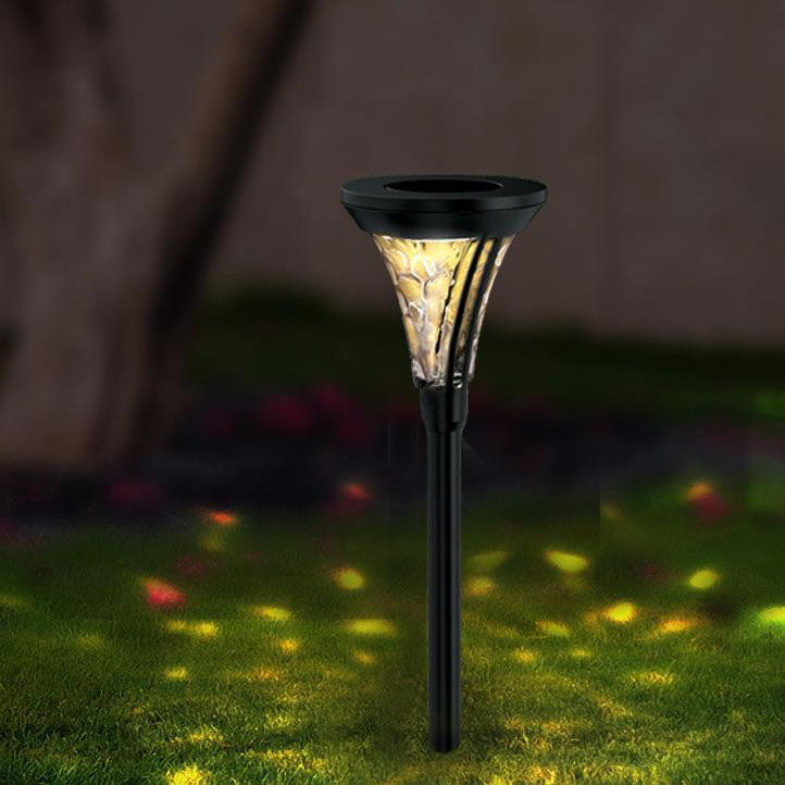 Solar Outdoor Cone Water Glass LED Waterproof Lawn Ground Insert Landscape Light