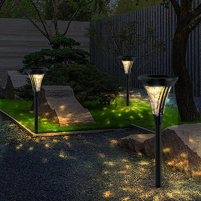 مصباح LED شمسي خارجي مقاوم للماء على شكل مخروط لإضاءة الحديقة 
