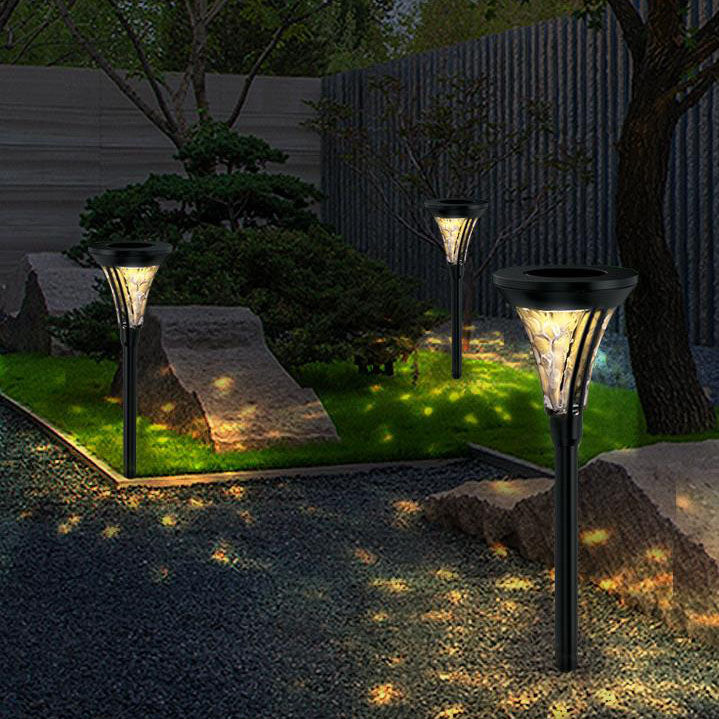 مصباح LED شمسي خارجي مقاوم للماء على شكل مخروط لإضاءة الحديقة 