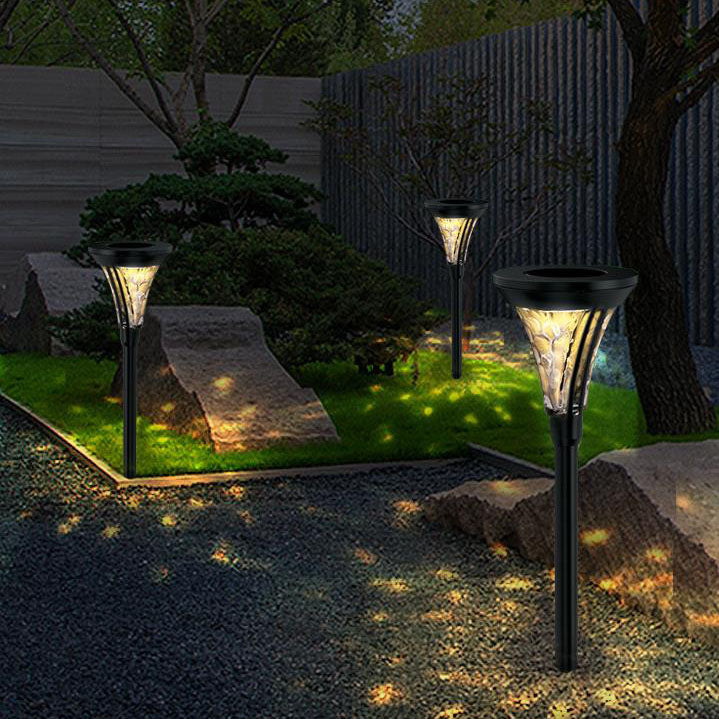 Solar Outdoor Cone Water Glass LED Waterproof Lawn Ground Insert Landscape Light