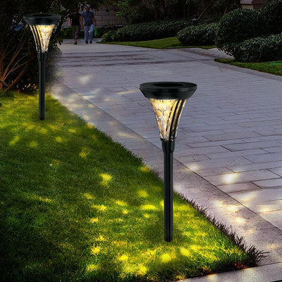 مصباح LED شمسي خارجي مقاوم للماء على شكل مخروط لإضاءة الحديقة 