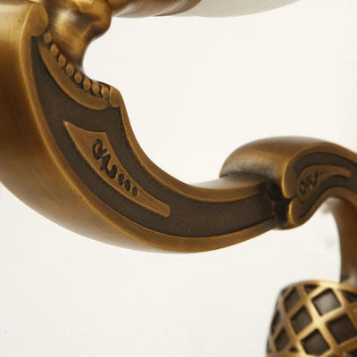 Vintage European Brass Apple Glass 1/2 Light Wall Sconce Lamp
