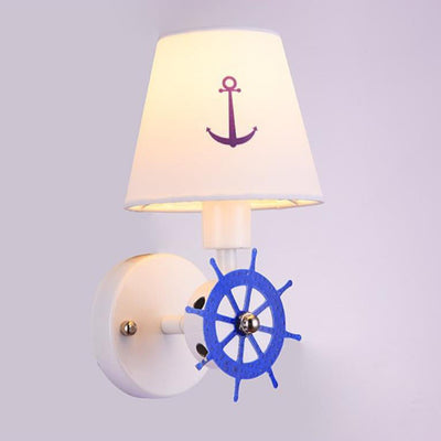 Cartoon Creative Rudder Fabric 1-Light Kids Wall Sconce Lamp