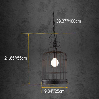 Industrial Vintage Iron Birdcage Design 1-Light Pendant Light